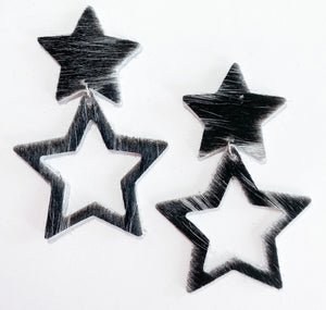 Black Double Star Earrings